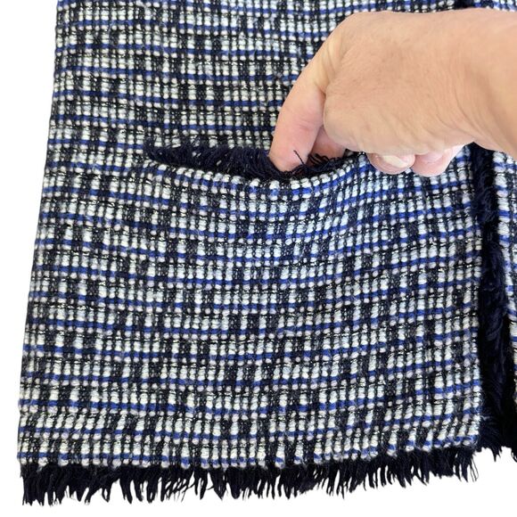 J Crew Knit Tweed Cardigan Blazer Jacket Sz S Lined Fringe Detail Hook Eye Close - Picture 10 of 15